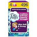 Puffs Facial Tissues Ultra Soft, 4 Family Boxes, 124 Facial Tissues per Box, Allergies and Colds (Packaging May Vary)