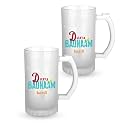Beer Mug Combo | Frosted Glass | Multi-Colour Durable Design | Daru Badnaam Krdi Printed | Fun Beer Glasses for Parties, Gifts for Friends, Husband, Boyfriend, Home Bar | Pack of 2 x 350ml