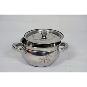 stainless steel handi set with serving spoon  handi with lid  handi for serving food