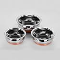 Stainless Steel Copper Bottom Stove Cooking Serving Pot Handi - 3 Pcs Set