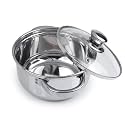 Steel Handi Set Copper Bottom Handi Set of 5pc Kitchen Serving, Cooking Bowl biryani Milk Pot pan Handi Set 5-Pieces Kitchen Appliances Punjabi Handi (Dutch Oven 1 L)