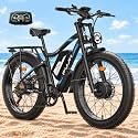 PUJH 9000W 50MPH Dual Motor Electric Bike 60V 110Mi 26" Fat Tire for Adults