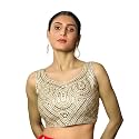 Pujia Mills Fancy Women's foil Mirror and Thread Zari Work Sweetheart Neck Silk Sleeveless Blouse (PC Bindi Foil Parent)