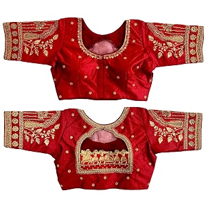 pujia mills women39s golden zari embroidery work with heavy maggam work multicolor blouseruby