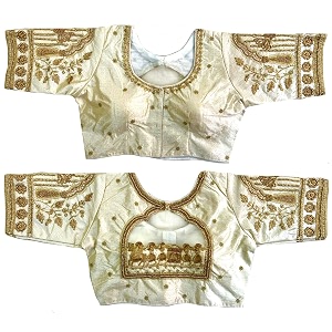 pujia mills women39s golden zari embroidery work with heavy maggam work multicolor blouseruby