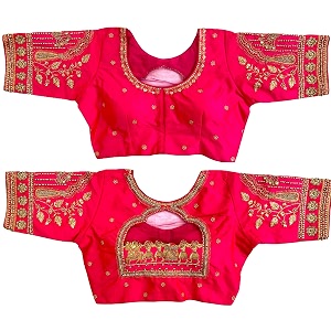 pujia mills women39s golden zari embroidery work with heavy maggam work multicolor blouseruby