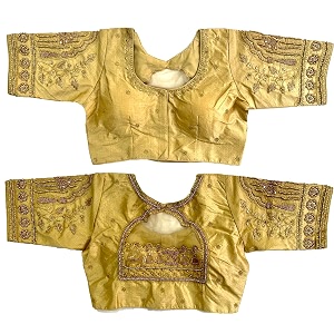 pujia mills women39s golden zari embroidery work with heavy maggam work multicolor blouseruby