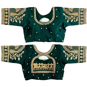 pujia mills women39s golden zari embroidery work with heavy maggam work multicolor blouseruby