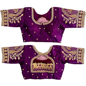 pujia mills women39s golden zari embroidery work with heavy maggam work multicolor blouseruby