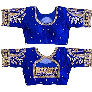pujia mills women39s golden zari embroidery work with heavy maggam work multicolor blouseruby