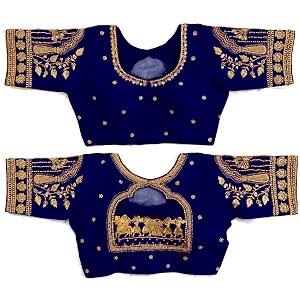 pujia mills women39s golden zari embroidery work with heavy maggam work multicolor blouseruby