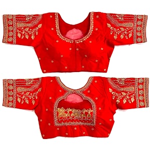 pujia mills women39s golden zari embroidery work with heavy maggam work multicolor blouseruby