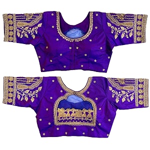 pujia mills women39s golden zari embroidery work with heavy maggam work multicolor blouseruby