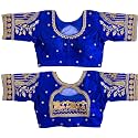 Pujia Mills Women's Golden Zari Embroidery Work with Heavy Maggam Work Multicolor Blouse(Ruby)