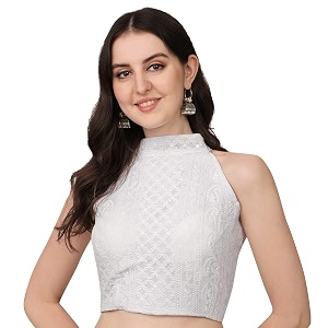 Pujia Mills Womens Halter Neck Chickenkari Work