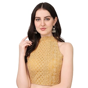 Pujia Mills Womens Halter Neck Chickenkari Work