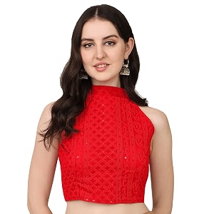 Pujia Mills Womens Halter Neck Chickenkari Work