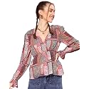 Pujia Mills Women Casaul V-Neck Multi Top