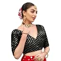 Pujia Mills Womens Fancy Readymade Ethnic wear Half Sleeve Sequins Saree Blouse sabyasachi Blouse for Women Saree and Lehenga Choli Bridal Blouse