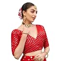 Pujia Mills Womens Fancy Readymade Ethnic wear Half Sleeve Sequins Saree Blouse sabyasachi Blouse for Women Saree and Lehenga Choli Bridal Blouse