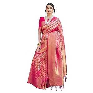 pujia mills woman39s banarasi silk kanjivaram traditional saree with unstitch blouse piece