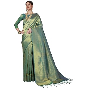 pujia mills woman39s banarasi silk kanjivaram traditional saree with unstitch blouse piece