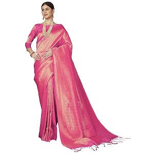 pujia mills woman39s banarasi silk kanjivaram traditional saree with unstitch blouse piece