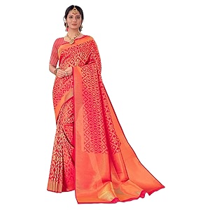 pujia mills woman39s banarasi silk kanjivaram traditional saree with unstitch blouse piece