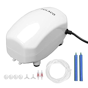 pulaco ultra quiet aquarium air pump dual outlet 105 gph x 2 fish tank aerator pump with accessories for 30 to 300 gallon tank