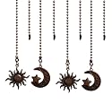 Pull Chain,Ceiling Fan Pull Chain 4Pcs,12 Inches Lighting Fan Beaded Ball Fan Pull Chain Extender Ornament with Connector -Moon and Sun (Red Bronze)