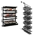 Pull-Out Shoe Rack Organizer, Adjustable Height Retractable Metal Stackable Shoe Rack, Retractable Design, Vertical Storage, Maximize Space Utilization Perfect for Bedroom and Entryway