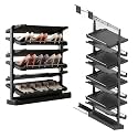 Pull-Out Shoe Rack Organizer, Adjustable Height Retractable Metal Stackable Shoe Rack, Retractable Design, Vertical Storage, Maximize Space Utilization Perfect for Bedroom and Entryway
