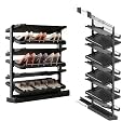 Pull-Out Shoe Rack Organizer, Adjustable Height Retractable Metal Stackable Shoe Rack, Retractable Design, Vertical Storage, Maximize Space Utilization Perfect for Bedroom and Entryway