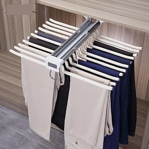 pull out sliding clothes hanger rack pant trouser closet hanging organizer multi-colour double row