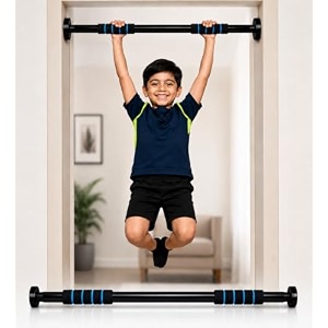 pullup bar for home for kids amp adults  100 kg with anti- skid grip no drill doorway pull up bar with strong suction cups  portable chin-up for home workout  62-100 cm