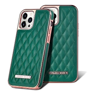 PULOKA iPhone 13 Leather Cover Electroplated Back