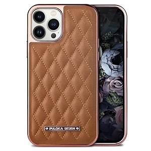 PULOKA iPhone 13 Pro Leather Cover Electroplated