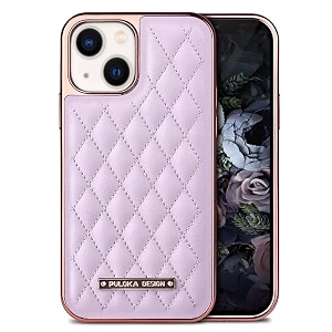 PULOKA iPhone 13 Leather Cover Electroplated Back
