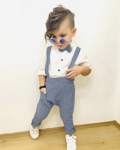pulseburry dungaree for baby boys  baby girls party checkered cotton blend