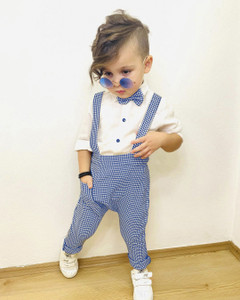 pulseburry dungaree for baby boys  baby girls party checkered cotton blend