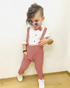 pulseburry dungaree for baby boys  baby girls party checkered cotton blend