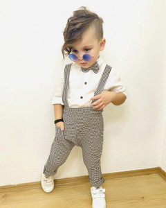 pulseburry dungaree for baby boys  baby girls party checkered cotton blend