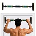 PulseIT BarPro Adjustable Pull Up Bar for Home Workout | 200 Kg Capacity Doorway Chin Up Bar, No-Drill Wall Mounted Gym Bar, Anti-Skid Grip, Strength Training Equipment (Green, Heavy Duty)