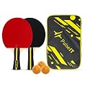 PULSEIT Table Tennis Set with 2 Premium TT Bats, 3 Ping Pong Balls & Carry Case | Indoor Outdoor Ping Pong Racket Kit | High Spin, Speed & Control | for Kids & Adults (Black &Yellow & Orange Ball)