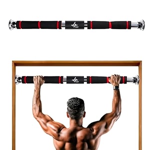 pulseitbar pull up bar for home workout max load 100kg chin up bar gym accessories door way adjustable hanging rod anti-skid grip strength training exercise bar pullup bar silver classic