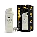 PULSEIT HydraFlow Protein Shaker Bottle 500ml with 2 Storage Compartments & Mixing Ball | BPA-Free Leakproof Gym Shaker for Whey Protein, Pre Workout, BCAA & Supplements | Workout Bottle (White)