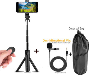 pulto bluetooth selfie stick stand make videos spotting scope tripod  collar mic single gimbal for mobile