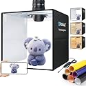PULUZ 16"/40cm Foldable Portable Photo Studio Light Box, Adjustable Brightness Light Box Photography Lighting Shooting Tent Kit, with LED Lights and 12 Colors Backdrop