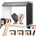 PULUZ 24x16 inch Photo Box, Large Photo Studio Light Box Photography, Professional 3000-6500k Dimmable Shooting Tent Kit with 672 LED Lights &amp; 4 Backdrop for Jewelry and Food Product Photography