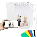 PULUZ Mini Photo Studio Light Box, Portable Folding Photo Shooting Tent with 2 LED Panels and 6 Colors Backdrops,Light Box Photography for Small Size Products